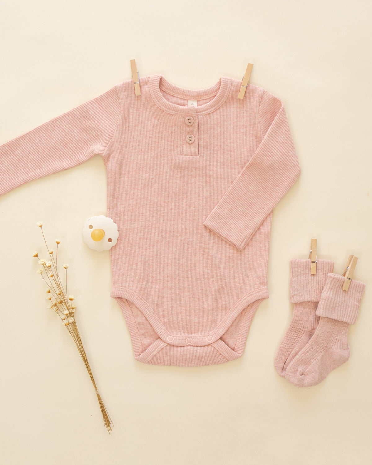 Melange Socks || Oatmeal, Rose - Rylee + Cru | Kids Clothes | Trendy Baby Clothes | Modern Infant Outfits |